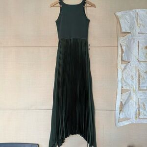 Elie Tahari Dark Green maxi High Low Dress, size S